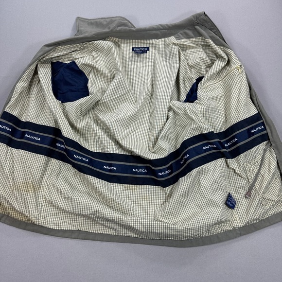 Vintage Nautica Field Jacket Men's Large Beige Full Zip Pockets Field Chore - Picture 3 of 11